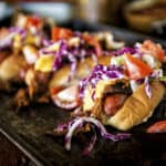 IPA Pulled Pork Cheese Dogs Recipe | GirlCarnivore.com