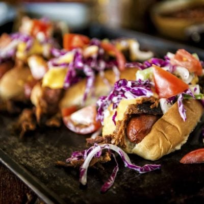 IPA Pulled Pork Cheese Dogs Recipe | GirlCarnivore.com