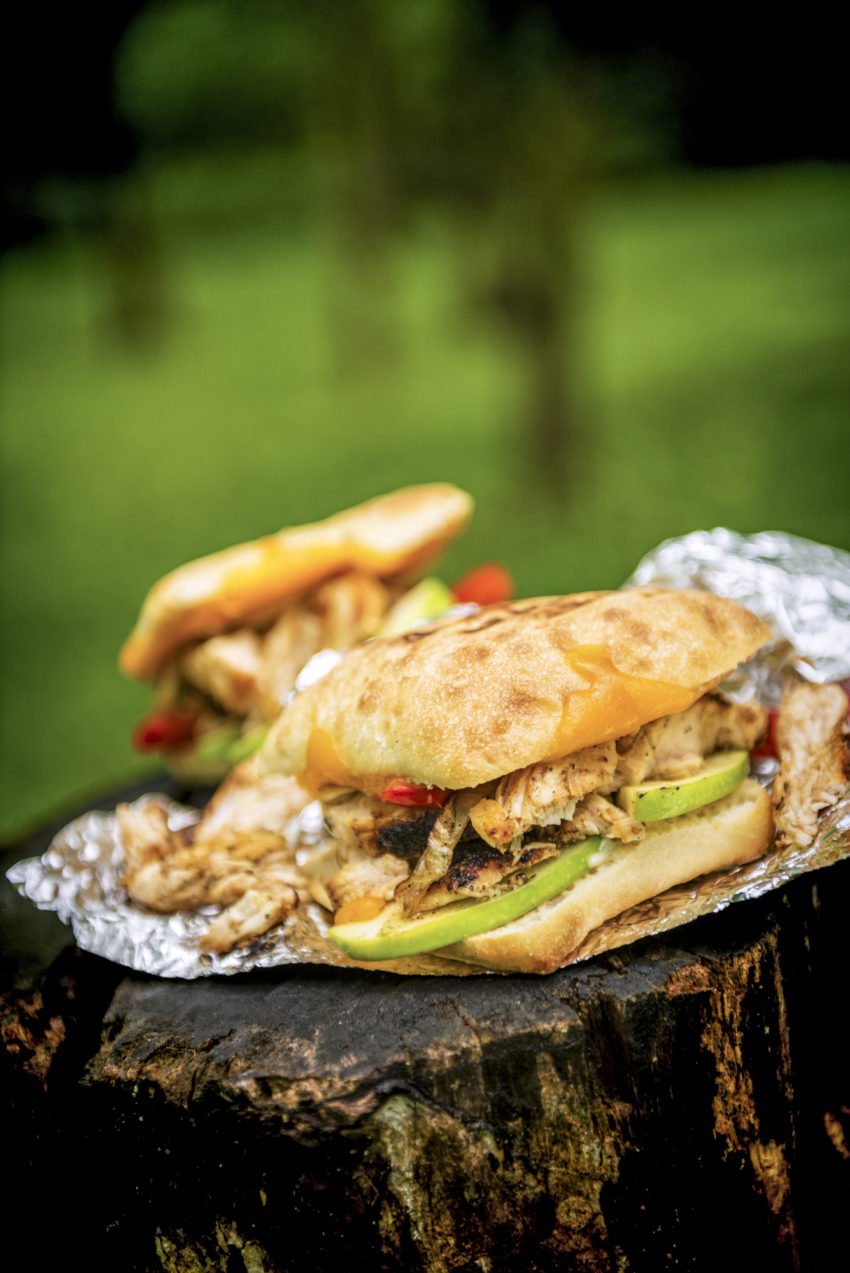 Closeup of Campfire Grilled Chicken Panini.