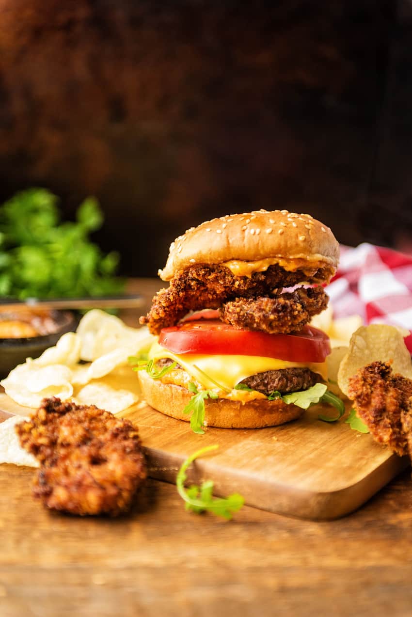 The oysters on this burger are bigger than the beef patty! This is some seriously southern comfort here!