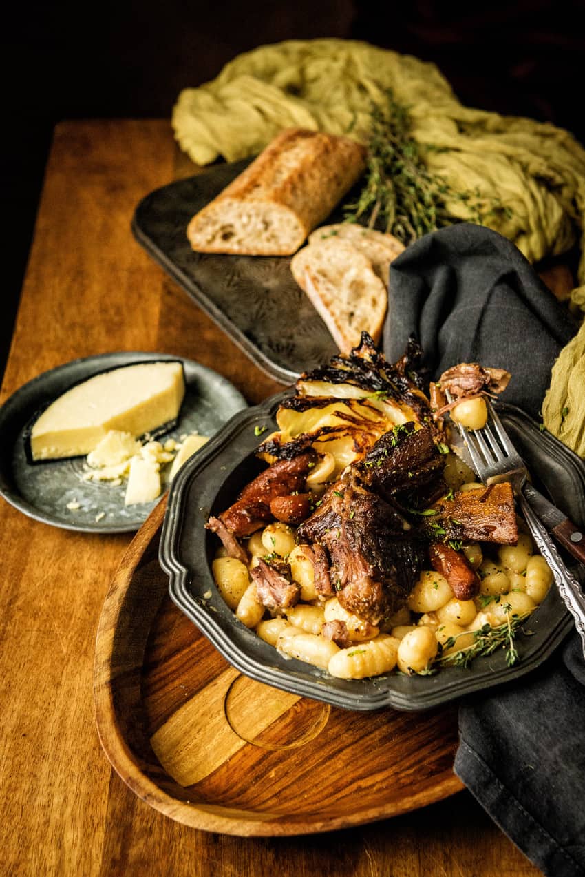 Stout Braised Short Ribs Over Potato Gnocchi with Irish Cream Sauce Recipe | GirlCarivore.com