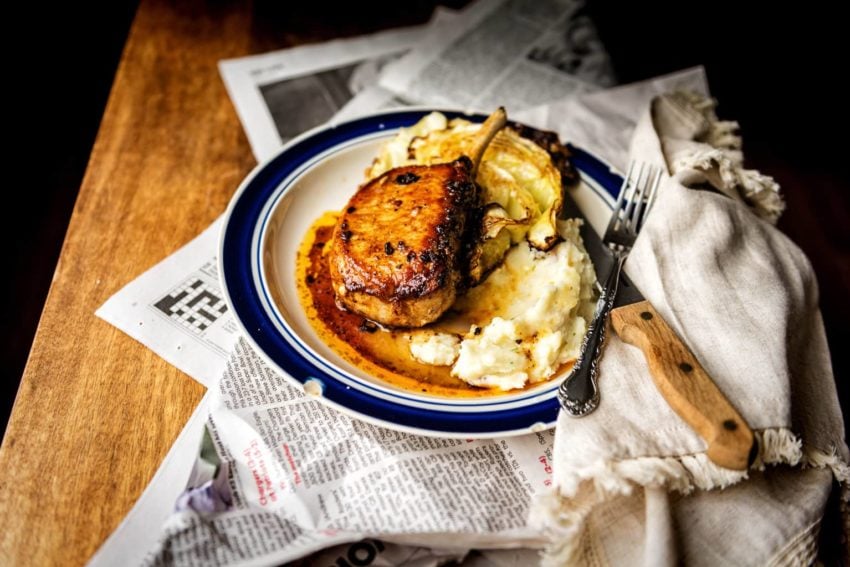 Maple Pepper Bone-In Pork Chops Recipe | KIta Roberts GirlCanivore.com