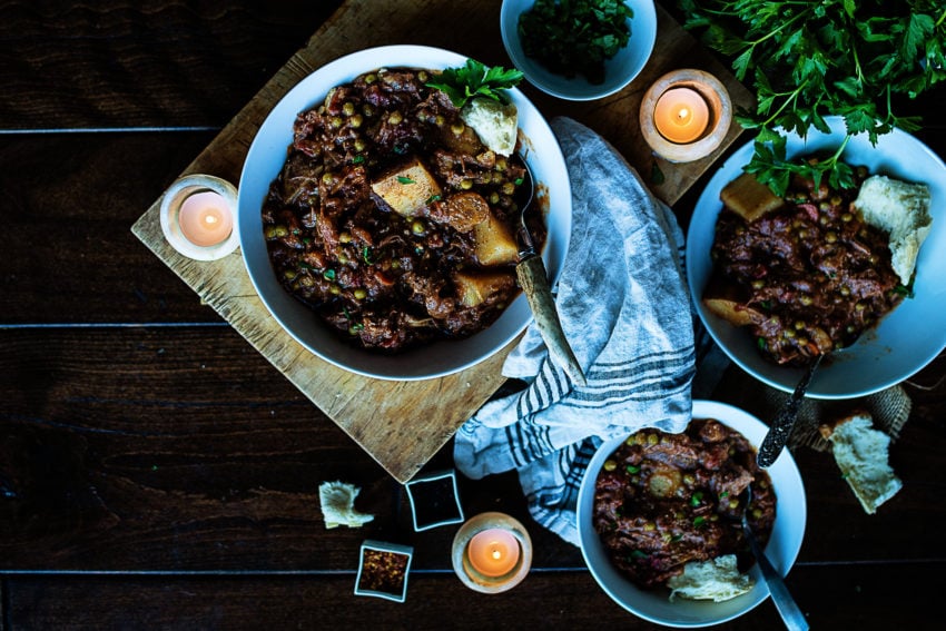 Bowls of lamb stew waiting to be enjoyed. 