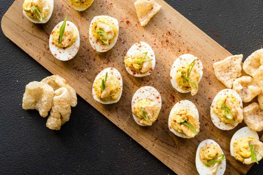 Spicy Deviled Eggs with Chicharrones Recipe GirlCarnivore