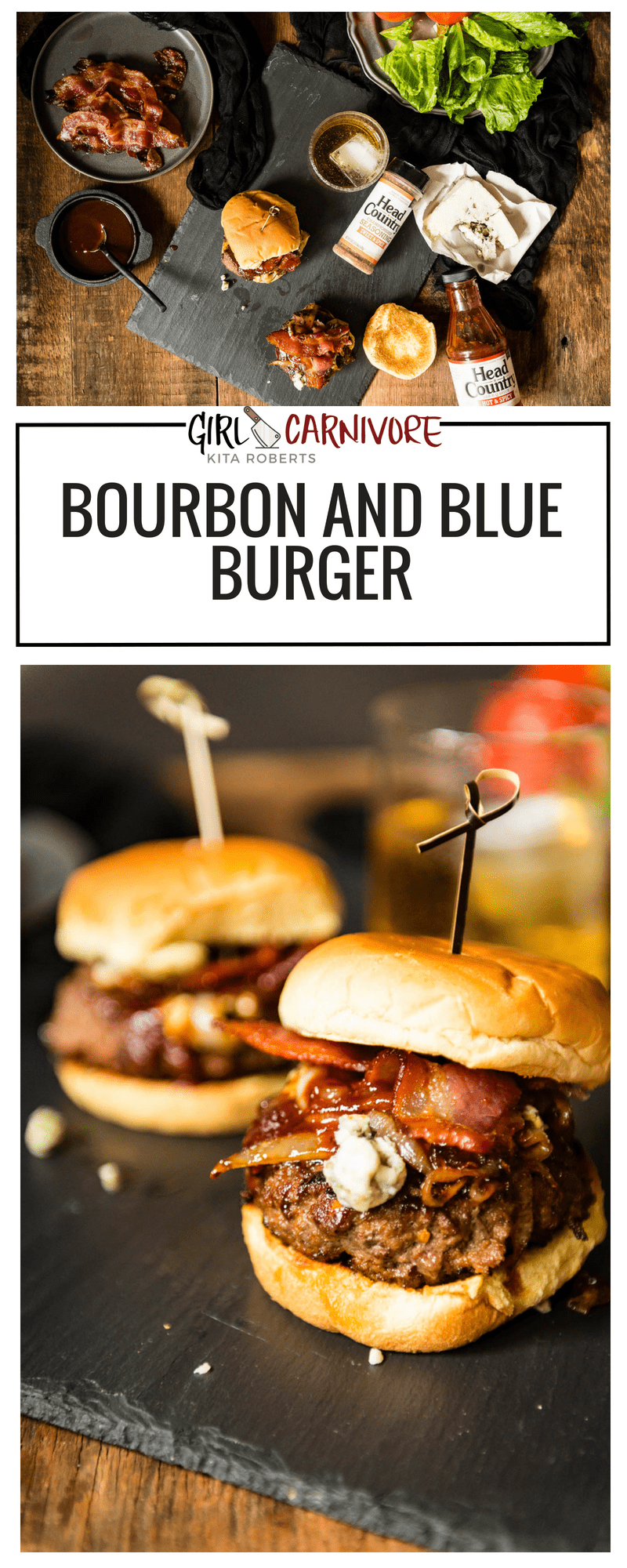 Bourbon and Blue Burger Recipe | GirlCarnivore.com