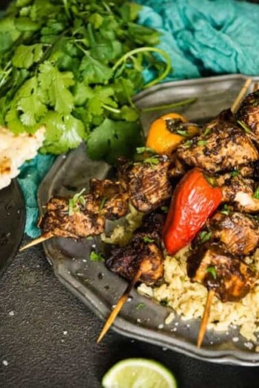 Curry Chicken Kabobs Coconut Turmeric Rice Recipe