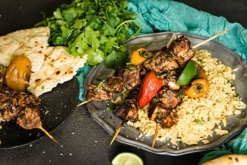 Curry Chicken Kabobs Coconut Turmeric Rice Recipe