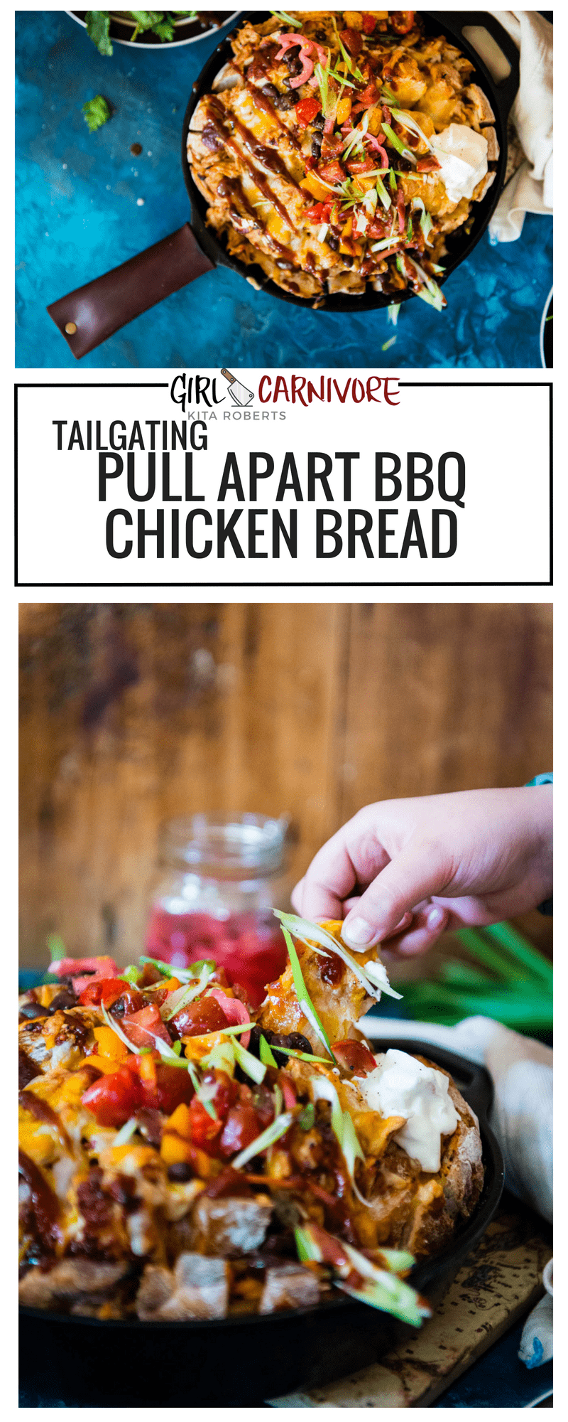 Tailgating Pull-Apart BBQ Chicken Bread Recipe on GirlCarnivore.com