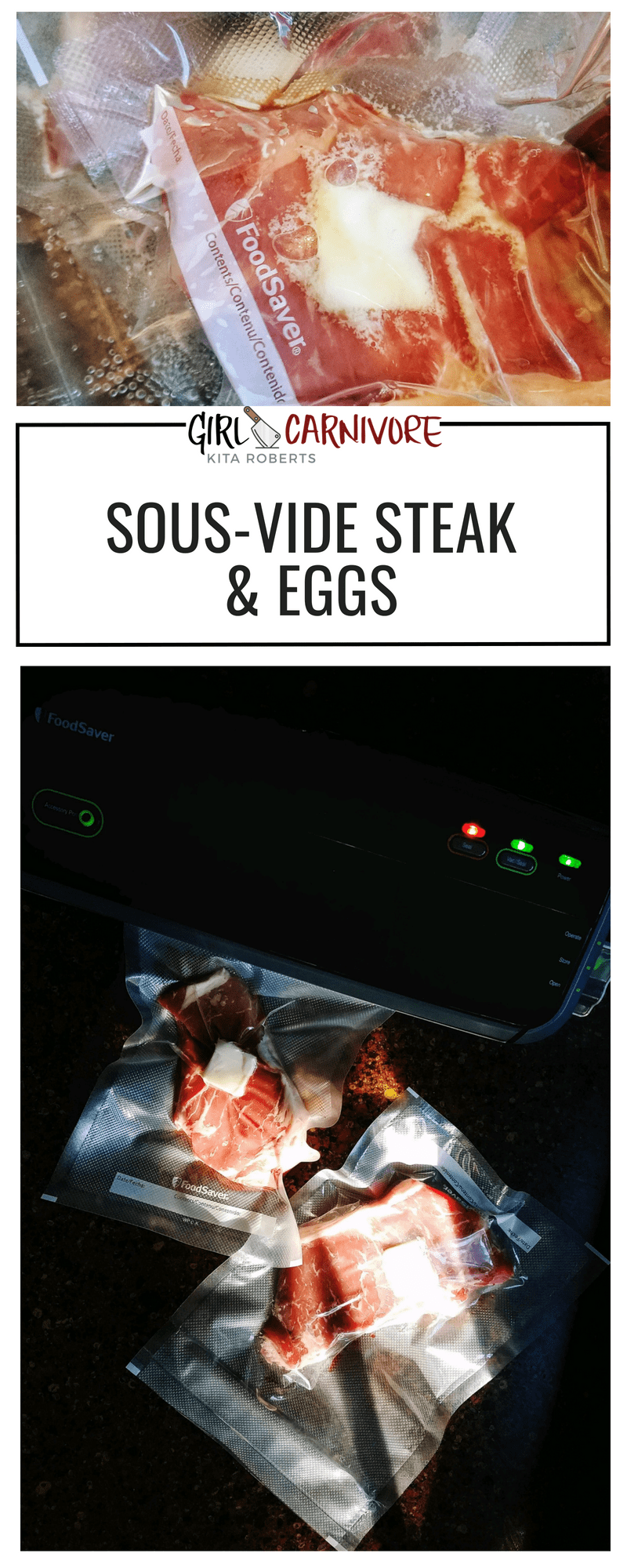 Sous-Vide Steak and Eggs - a perfect introduction recipe for sous-vide cooking using the FoodSaver System and Vacuum Bags