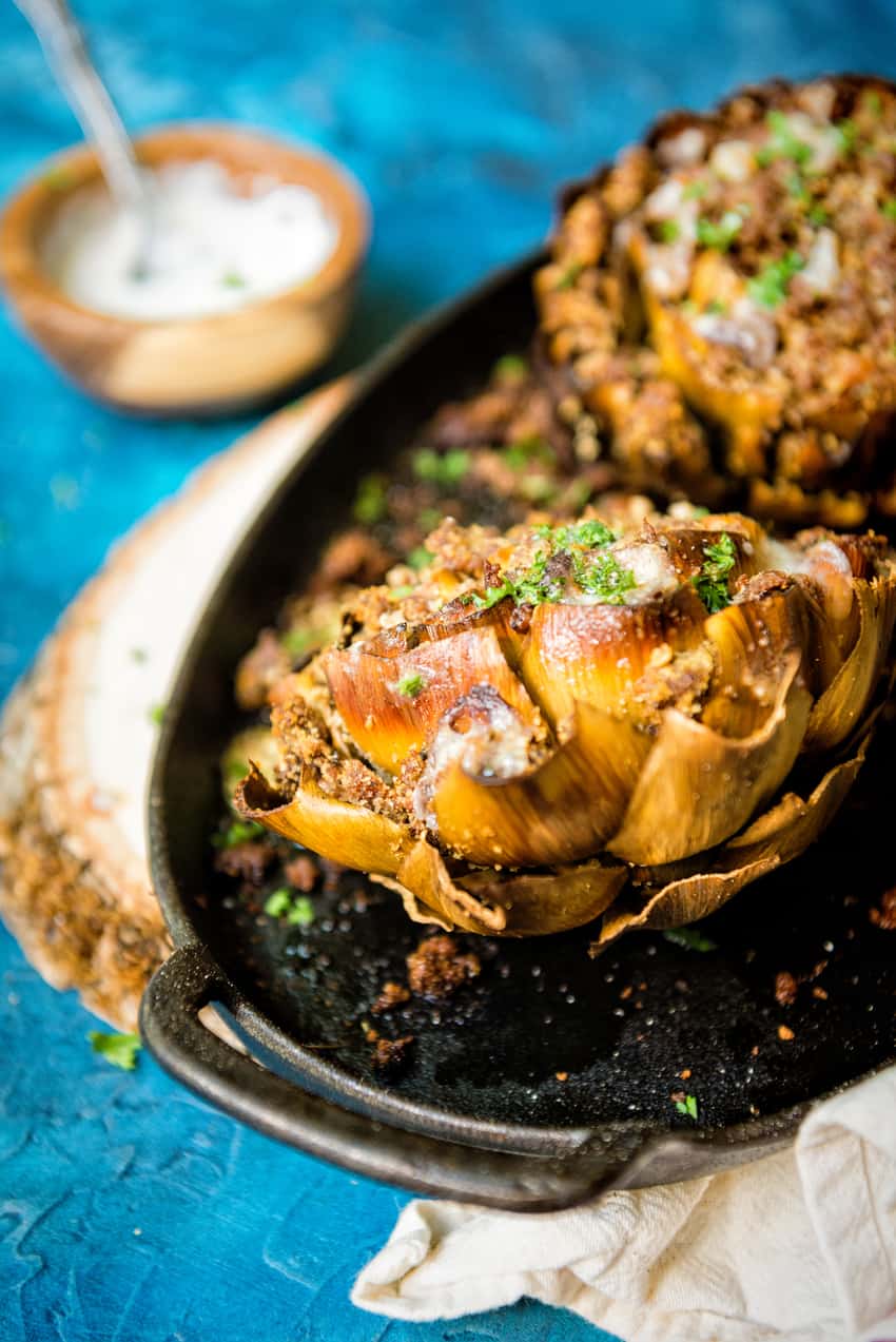 Smoked Ssausage Stuffed Artichokes Recipe GirlCarnivore