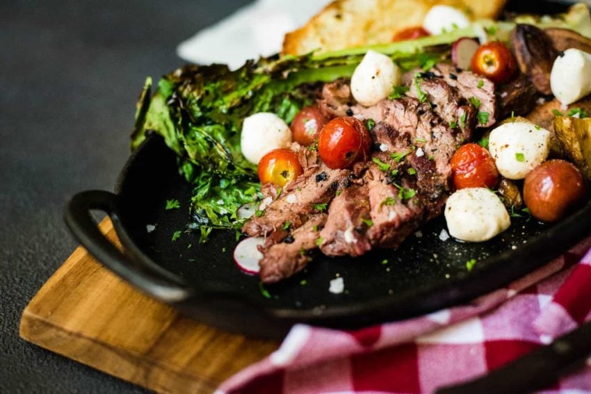 Rustic Grilled Bavette Steak Salad | Perfect for a quick night when you don't want to forfeit flavor for healthy. This Rustic Grilled Bavette Steak Salad recipe is a stunner and one for your little black book of recipes.