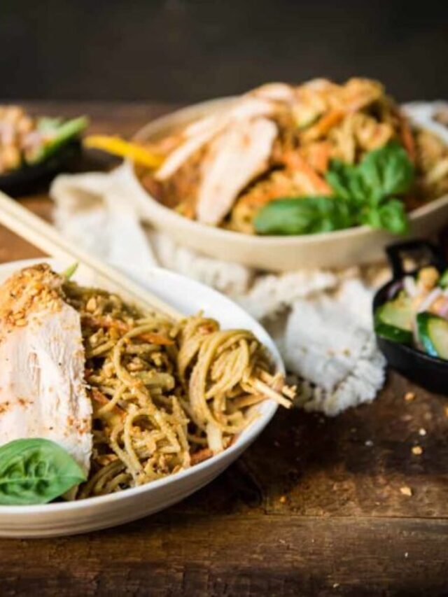 Spicy Thai Peanut Noodle Salad with Smoked Chicken Story