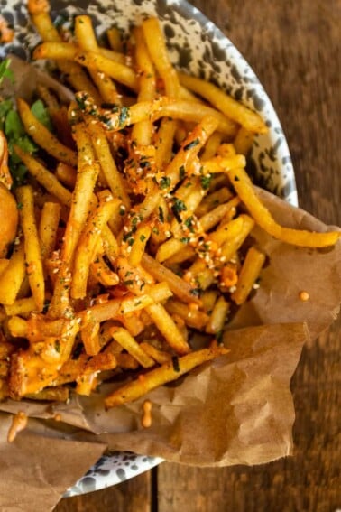 Every truck in Oahu has a spin on street fries. This beef tallow furikake fries recipe is my take on the best street food you can get and bring back to the Mainland.