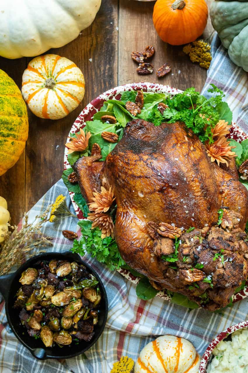 Smoked Turkey with Candied Pecan and Apple Stuffing made using Kita Roberts Recipe