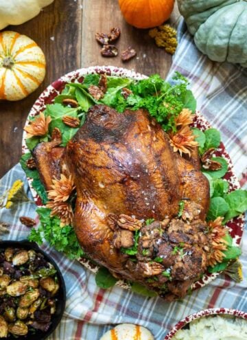 Smoked Turkey with Candied Pecan and Apple Stuffing Recipe GirlCarnivore.com