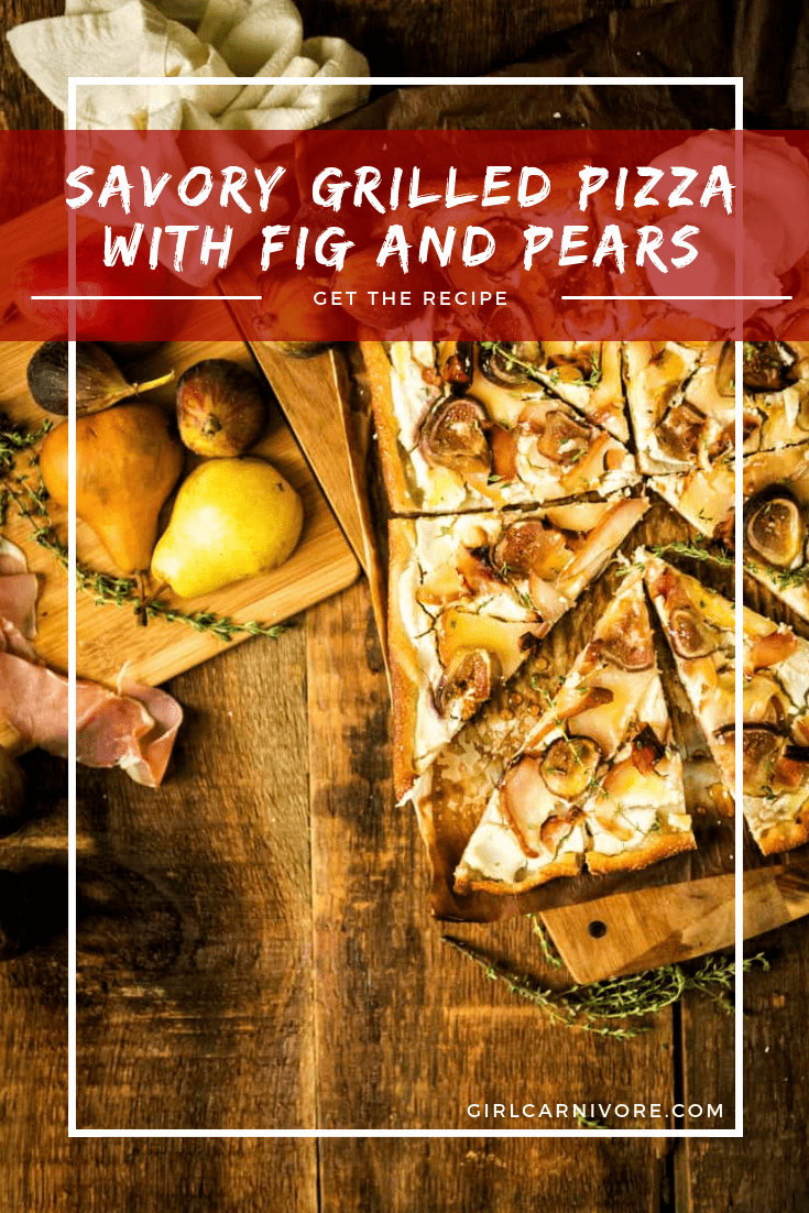 Pizza and dessert just met and it was spectacular. The flavor combo in this Savory Grilled Pizza with Fig and Pears Recipe is one you will be making over and over!