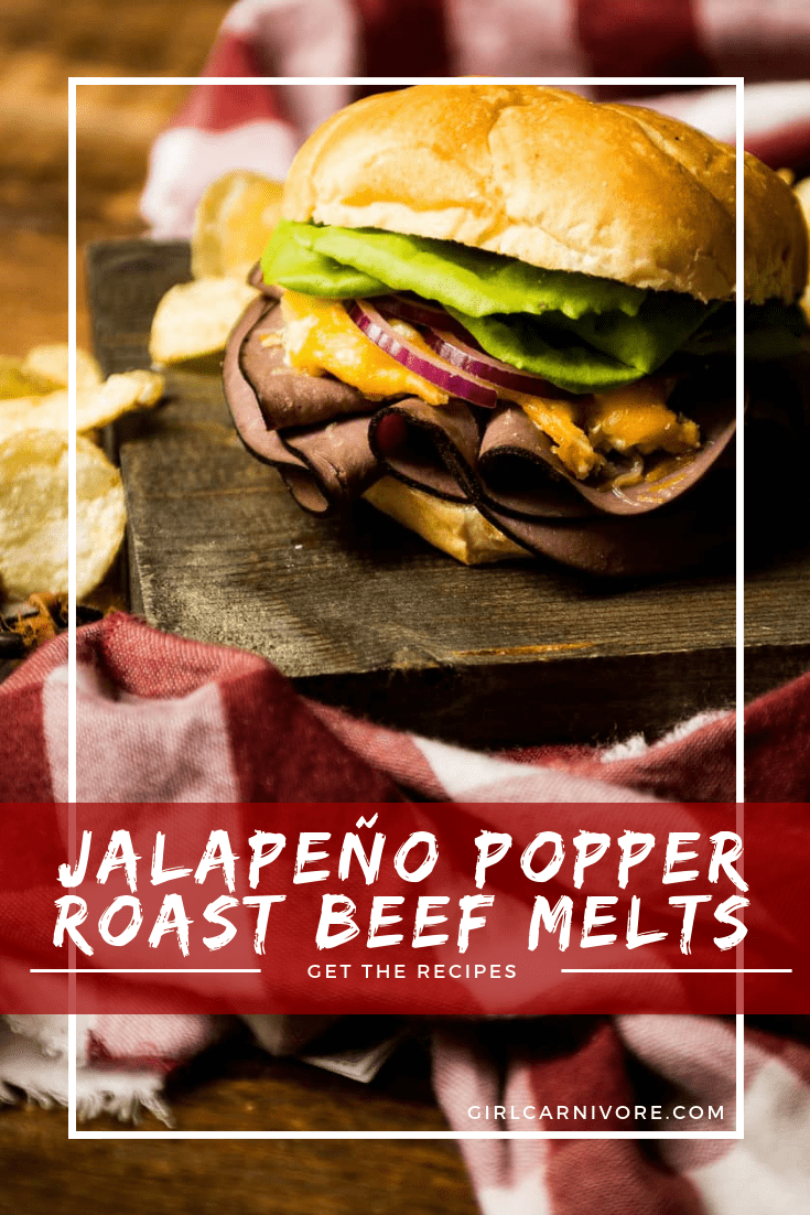 Spicy jalapeño popper dip as a topping on a hearty beef sandwich? This tailgating recipe for Jalapeño Popper Roast Beef Melts just kicked things up a notch!