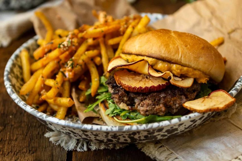 Autumn Burgers with Roasted Squash Aioli and Apple Chips Recipe By GirlCarnivore.com