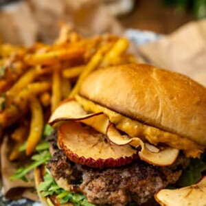 Autumn Burgers with Roasted Squash Aioli and Apple Chips Recipe By GirlCarnivore.com