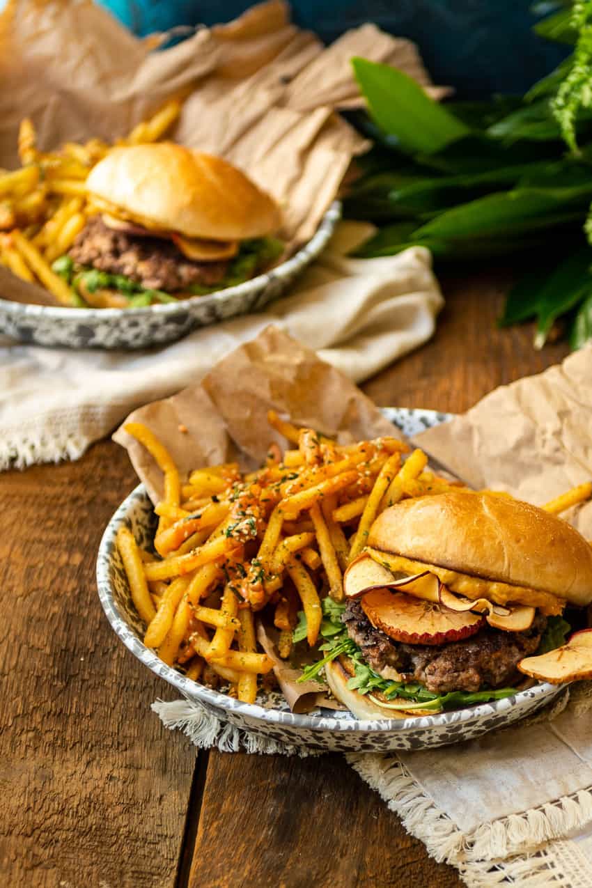 Autumn Burgers with Roasted Squash Aioli and Apple Chips Recipe By GirlCarnivore.com