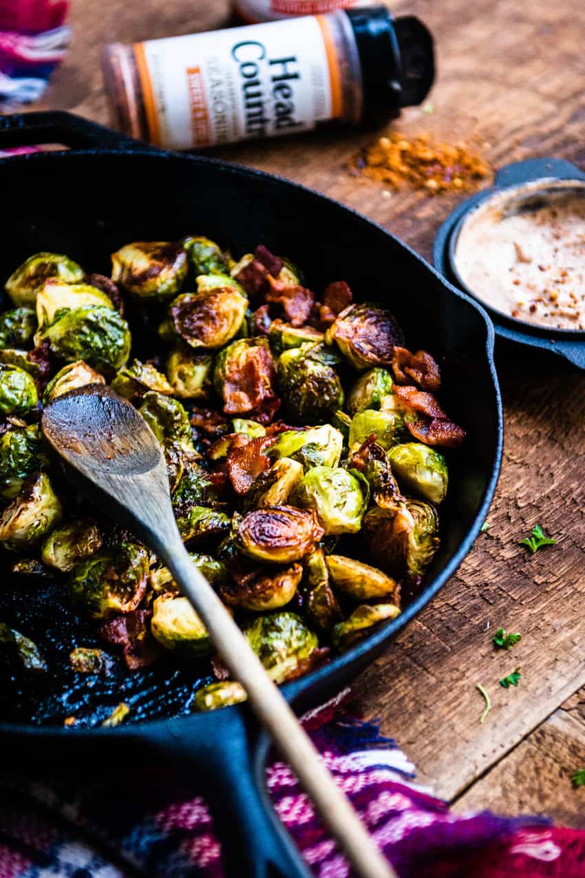 Serving the Delicious Barbeque Smoked Brussels Sprouts with Bacon