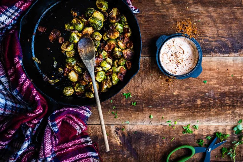 BBQ Smoked Brussels Sprouts with Bacon Recipe by Kita Roberts on GirlCarnivore.com