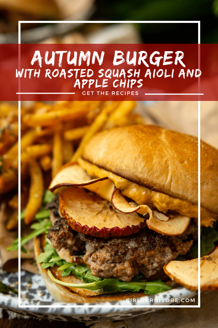 Autumn Burgers with Roasted Squash Aioli and Apple Chips Recipe By GirlCarnivore.com
