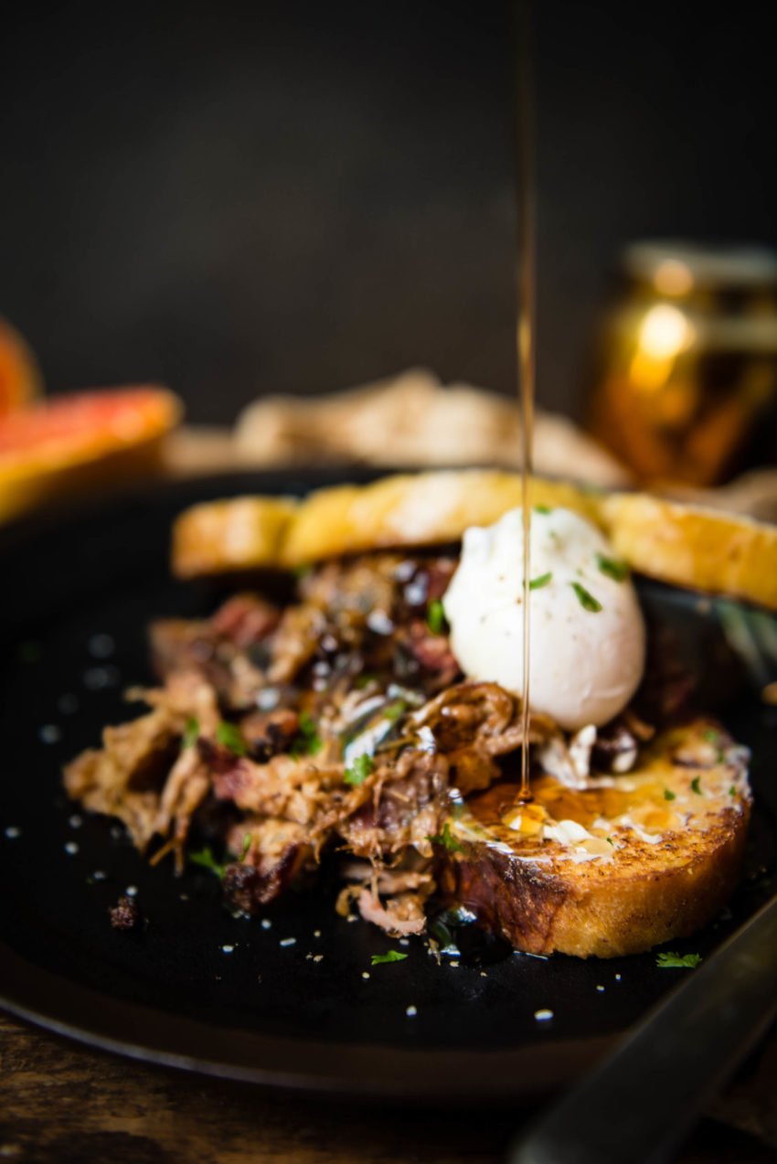 Sweet smoked maple pulled pork french toast