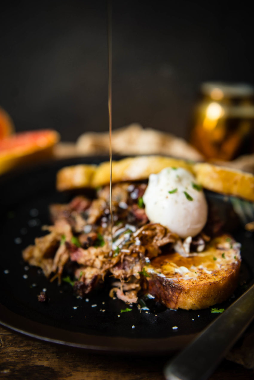 Smoked Maple Pulled Pork French Toast Recipe on GirlCarnivore.com