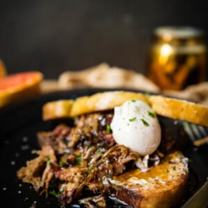 Maple Pulled Pork in Smoked Maple Pulled Pork French Toast Recipe on GirlCarnivore.com