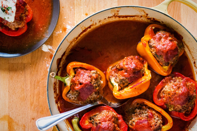 whole30 approved lamb stuffed peppers { turkish dolma }