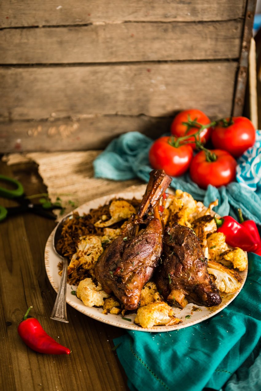 Moroccan lamb shanks braised with harissa recipe on girlcarnviore.com