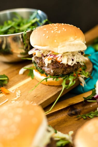 short rib burgers with lemongrass and fennel slaw recipe on girlcarnivore