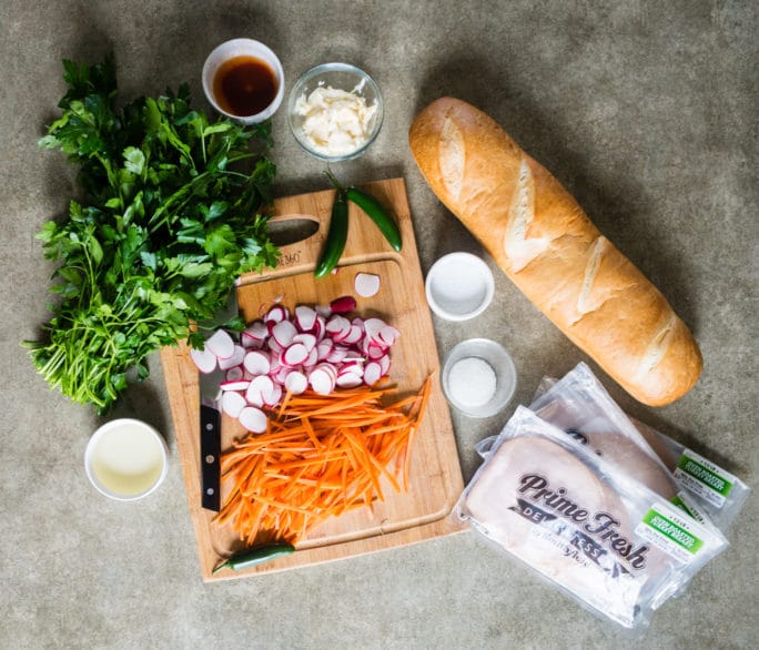 quick and easy banh mi with fast pickled veggies like radishes and carrots 