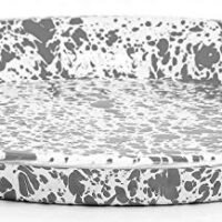 Enamelware Round Tray, 16 inch, Grey/White Splatter