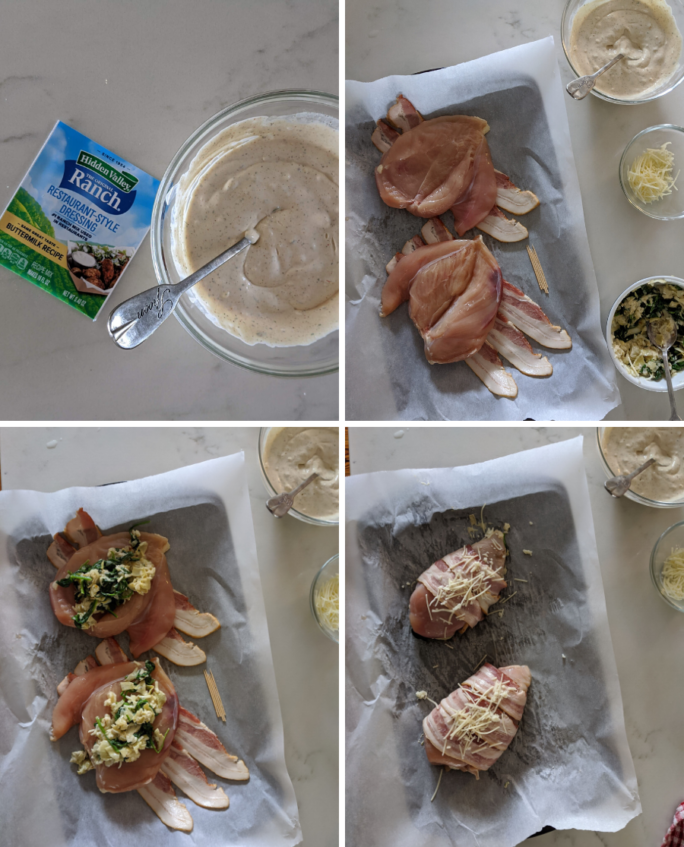 step by step images for the bacon wrapped chicken breast recipe