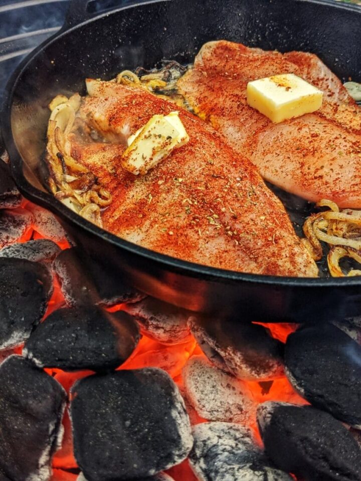 Cast Iron Grilled Tilapia over Charocal Girl Carnivore