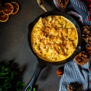 Crab imperial in a cast iron skillet