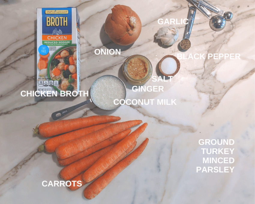 ingredients for roasted carrot soup 