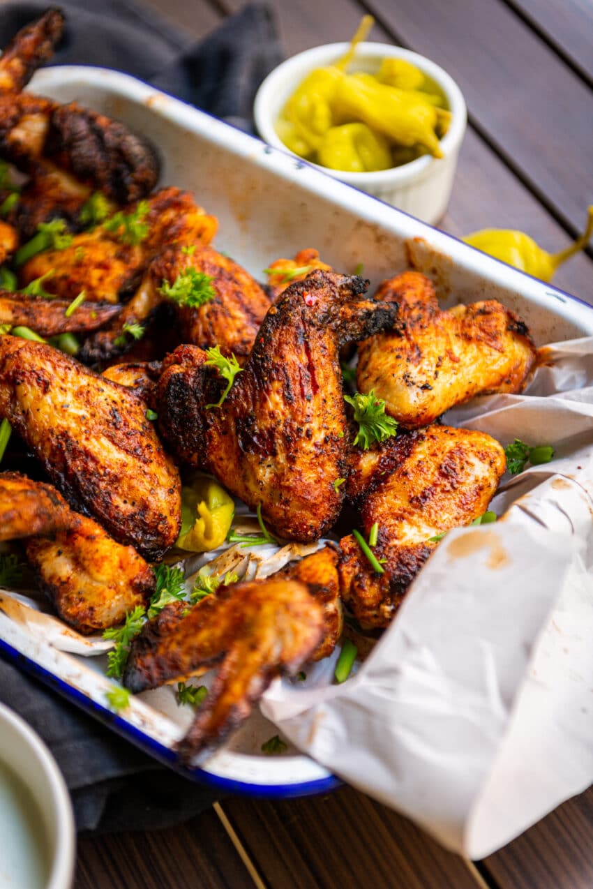 Spice rubbed smoked chicken wings are my favorite grilled chicken wing recipe ever!