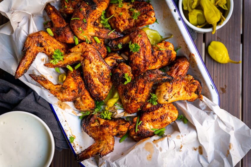 spicy smoked chicken wings that bathed in a perfect buttermilk brine before being grilled to perfection