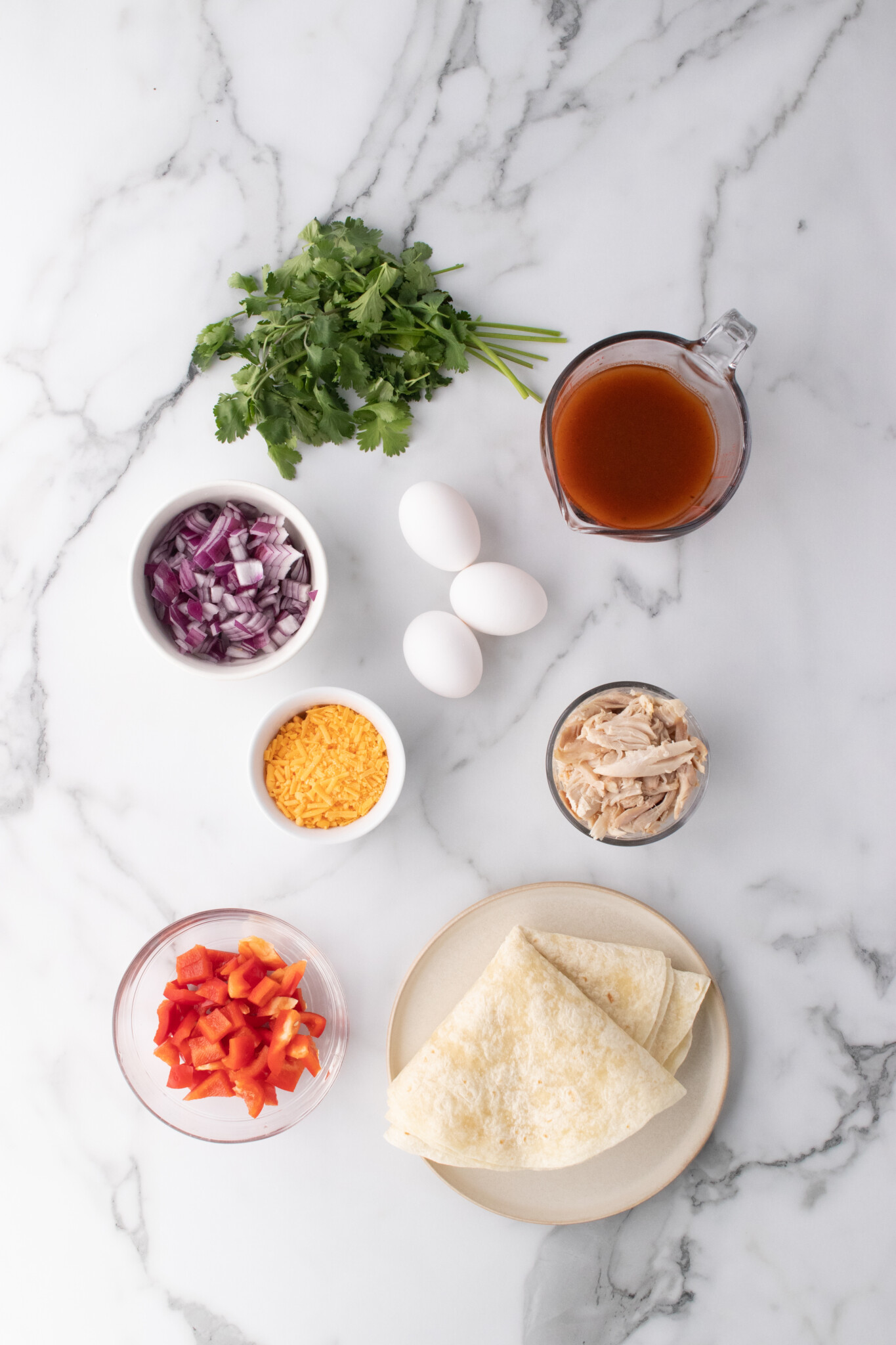 Ingredients for chicken chilaquiles.