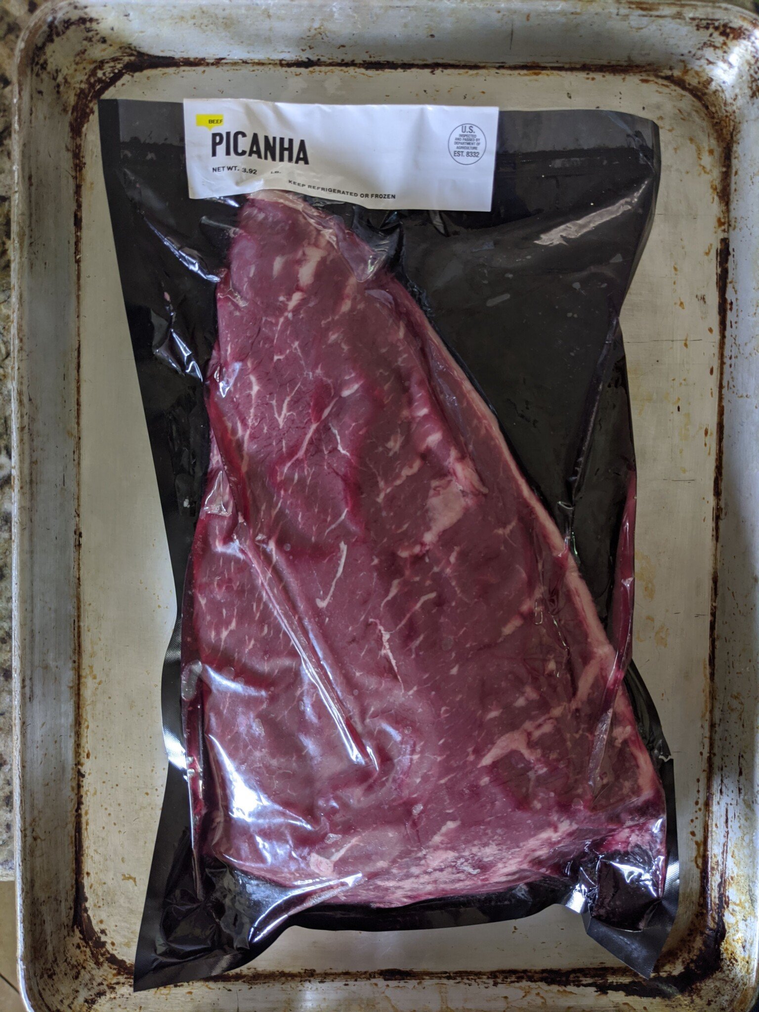 A picanha, a beef cut around 4 pounds from the top sirloin, also known as coulotte. A cut typically known for grilling churrasco style