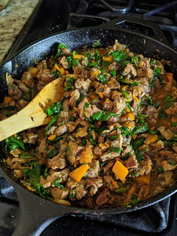 minced been in skillet on stove with veggies simmering for shepherd's pie