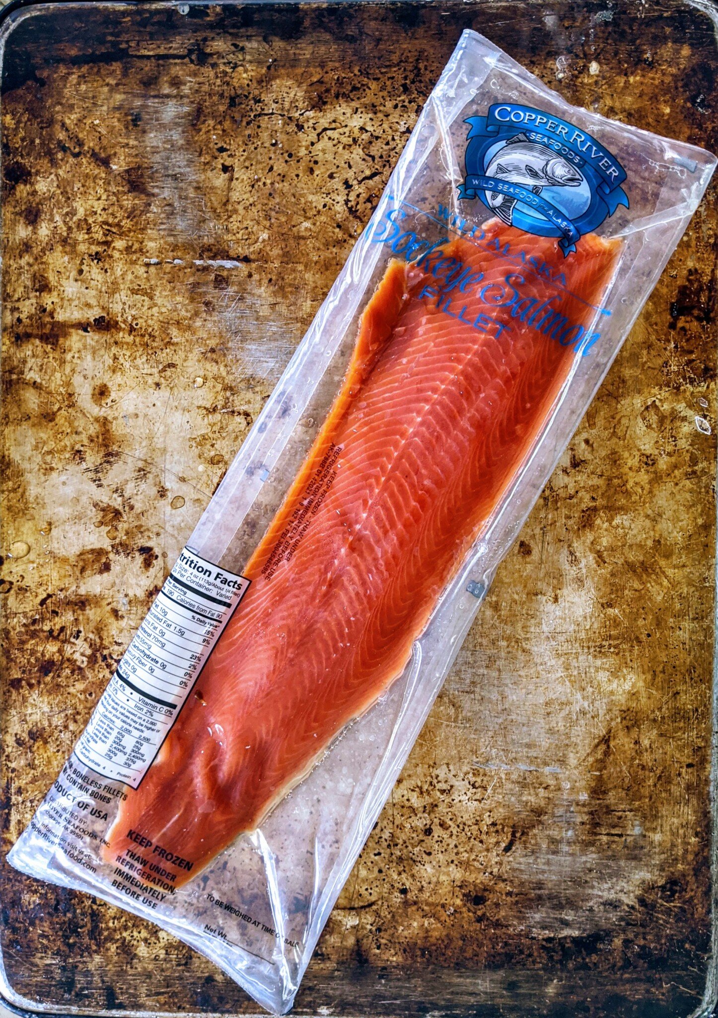 Salmon in packaging from Copper River. 