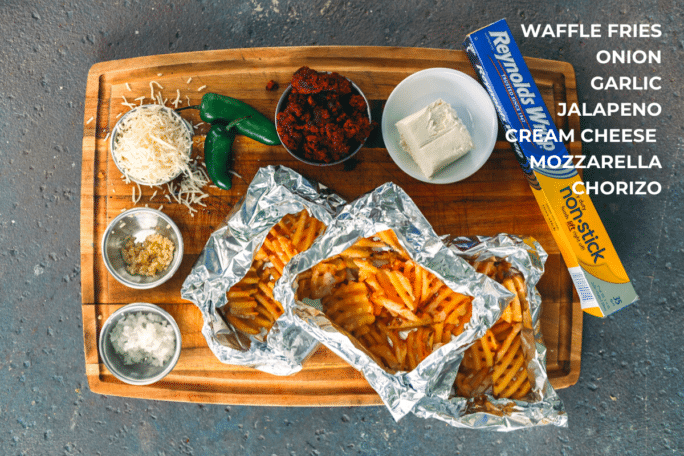 Showing the ingredients needed for waffle fries 