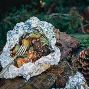 Garlic Steak and Potatoes Foil Camping packet