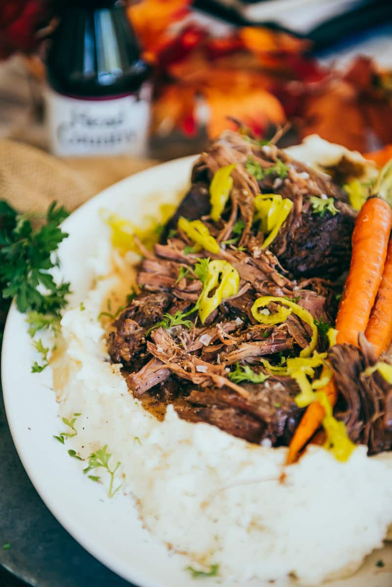 Mississippi Pot Roast served in a White Plate