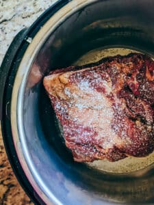 chuck roast salted and placed in insta-pot