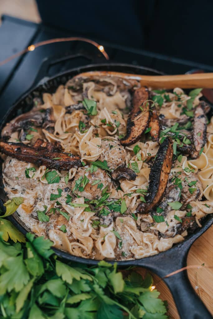 Delicious Meatball Stroganoff in a Skillet